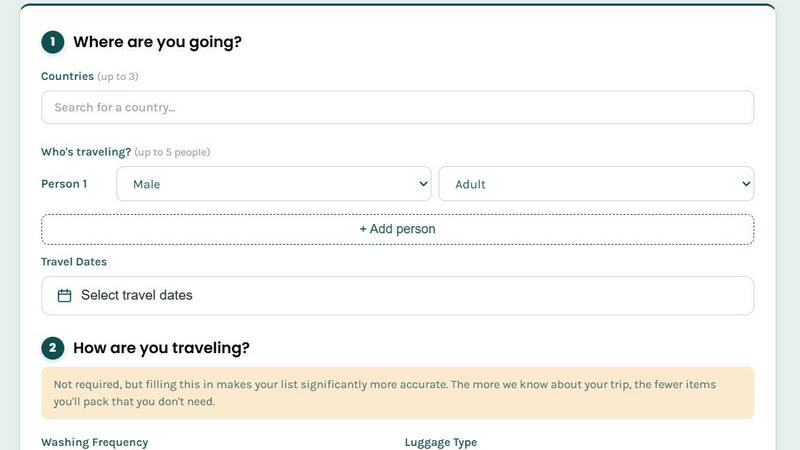 Packing List Generator screenshot