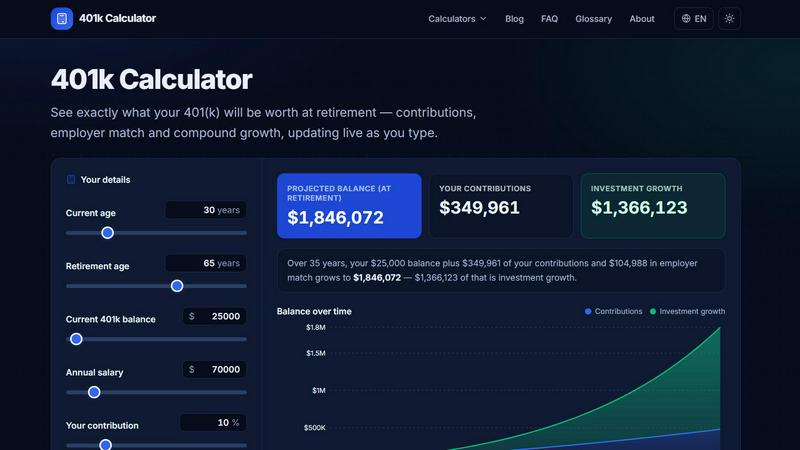 401k Calculator screenshot
